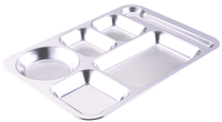 304 Acier Inoxydable 5/6 Sections Compartiment Rectangulaire Divisé Dîner Déjeuner Assiette Plateau Alimentaire Plateau Plat De Service
