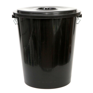 Bidone per Rifiuti 100 L Nero con Coperchio per Uso Esterno - Product Image 1