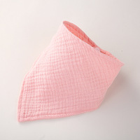 Bavoir bébé en coton double gaze couleur unie, serviette anti-bave en mousseline de coton style européen et américain, serviette triangulaire en crêpe pour enfants