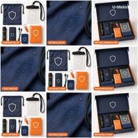 Kit cadeau personnalisé pour la préparation aux ouragans avec lampe de poche, batterie externe, poncho, sifflet, serviette et pochette étanche