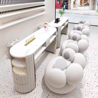 Table de manucure de luxe en marbre, collection 2025, pour salon de manucure