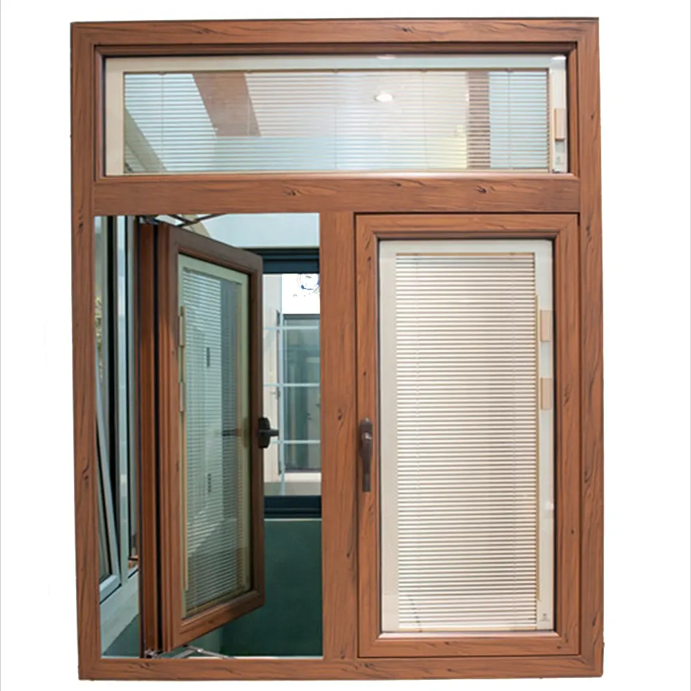 نافذة بابية خشبية فرنسية حديثة بسيطة من APRO بتصميم عصري ، نافذة بابية خشبية فرنسية مقاومة للصدمات للمنزل