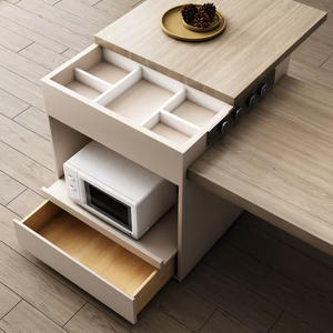 Isola Multifunzionale in Legno di Alta Gamma con Piano in Pietra, Design Italiano di Lusso Leggero, <span class=keywords><strong>Penisola</strong></span> da Cucina Rettangolare - Product Image 3