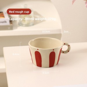 Taza de Cerámica Personalizable con Diseño Retro de Bloques de Color y Rayas, Taza de Café Irregular Hecha <span class=keywords><strong>a</strong></span> Mano, Estilo INS, Taza para Desayuno - Product Image 6