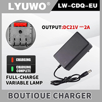 Cargador de Batería LYUWO CDQ-EU para Herramientas Eléctricas Inalámbricas, Protección Contra Sobrecargas, Indicador LED Dual, Salida DC21V/2A, Indicador de Carga, Enchufe EU/US