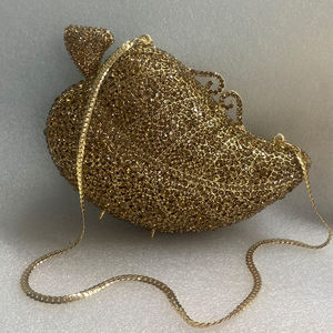 Hoge kwaliteit, modieuze avondclutch met strass-diamantdecoratie, kristallen bladvormige kettingband voor dinerfeesten - Product Image 2