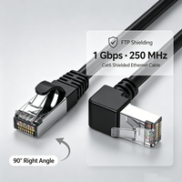 Kabel Patch LAN Ethernet FTP Terproteksi Cat6 Premium 1Gbps 24AWG RJ45 dengan Sudut Kanan 90 Derajat untuk Server Switch Router