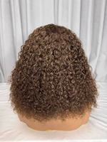 Perruques de cheveux humains bouclés Pixie avec frange, tissage intégral à la machine, bouclés crépus vierges brésiliens, indiens, cambodgiens, italiens