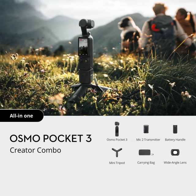 Osmo Pocket 3 Creator Combo 4K HD Waterproof Action & Sports Camera with Wide Angle Face Tracking CMOS Sensor WiFi 2'' Screen