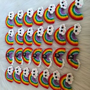 Spilla per Bambini Fatta a Mano in Lana Ecologica, Decorazione Arcobaleno LGBTQ Stile Ins per Feste - Product Image 1