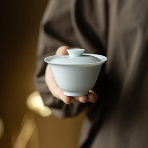 Guanlan Yingqing Gaiwan Porcelain <b>Tea</b> Bowl With Lid Round Kung Fu <b>Tea</b> <b>Set</b> Household Serving Bowl Afternoon <b>Tea</b> - Product Image 2