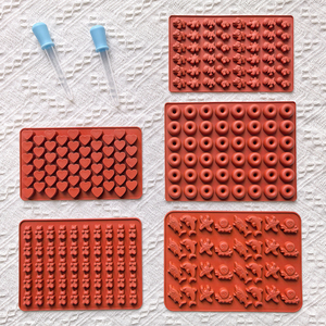 5 pz stampo per caramelle in Silicone (con 2 contagocce) Mini a forma di cuore/ciambella/dinosauro/stampo per biscotti al cioccolato a forma di animale da cartone animato - Product Image 5