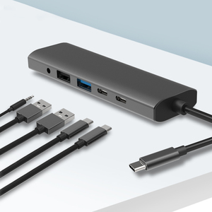 Hub multifonction <span class=keywords><strong>USB</strong></span> Type <span class=keywords><strong>C</strong></span> 6 en 1, station d'accueil pour ordinateur portable en alliage d'aluminium 6 en 1 - Product Image 6