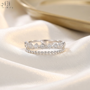 Bague empilable de qualité exceptionnelle, délicate, pour un usage quotidien, bijoux faits à la main, or blanc massif 18 carats, diamants naturels véritables - Product Image 6