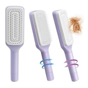 Cepillo de pelo desenredante para masaje del cuero cabelludo fácil de limpiar, peine telescópico con mango giratorio, cepillo de pelo autolimpiante para dientes - Product Image 1