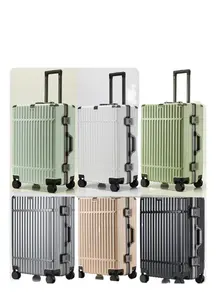 创意22英寸聚氨酯可扩展套装行李箱无拉链铝框拉杆箱