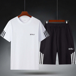 Ensemble de survêtement sportif pour hommes, t-shirt à manches courtes, coupe ample, séchage rapide, pour l'entraînement au basketball et la course à pied - Product Image 2