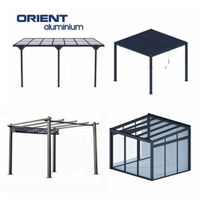 中国トップパーゴラデザイン 防水ガラス屋根 ポリカーボネートクリアルーフ ガゼボ リモコン付き バイオクライマティック アルミパーゴラ - Product Image 1