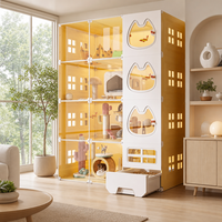 Maison pour animaux de compagnie en plastique solide pliable à trois niveaux, armoire pour chat, lit d'intérieur, villa, cage, très grande, avec toilette intégrée