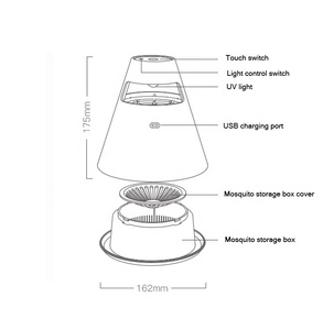 Piège à insectes circulaire en forme de cône coupé à lumière UV pour l'intérieur, lampe électrique anti-moustiques - Product Image 2