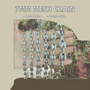 Chaîne en <span class=keywords><strong>maille</strong></span> de graines de <span class=keywords><strong>café</strong></span> en acier inoxydable plaqué or rose, noir et argent de 7 mm pour occasions de fête chrétienne et de mariage - Vente en gros - Product Image 2