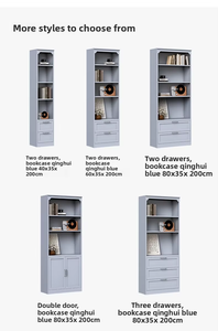 Luxury Corinthian Style Steel <b>Bookcase</b> Rustproof Large Capacity Adjustable Storage Cabinet Home Living Room Wall Display 100kg - Product Image 6