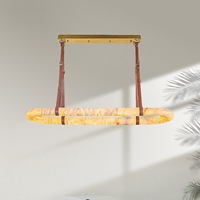 Lustre moderne en faux albâtre, luminaire suspendu LED en marbre naturel pour salle à manger, îlot de cuisine