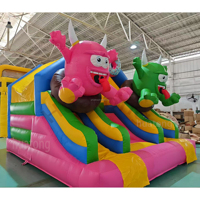 Château gonflable commercial double piste pour enfants, avec toboggan, idéal pour les fêtes en extérieur et la location