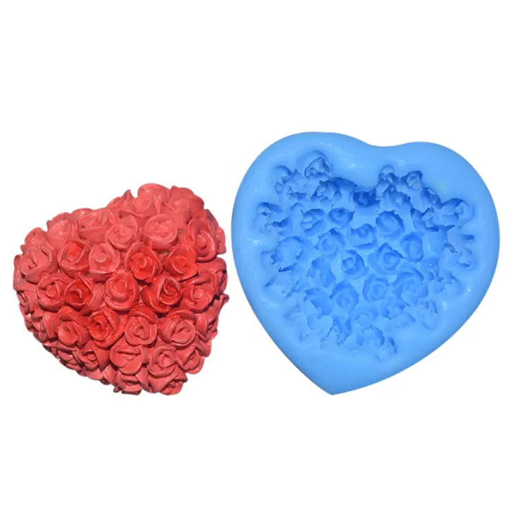 Unique 3D Delicate Flower Rose Floral Heart Shape Silicone Soap Mold Craft DIY Handmade Soap Mold