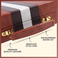 Promotion de la marque Logo personnalisé Voyage portable 15 "18" Luxe Durable Fabriqué à la main en cuir PU Backgammon Jeu de société