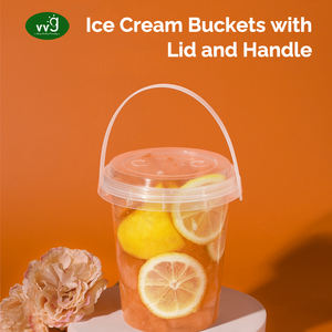 VVG 350/500/700/1000ml Ice Cream Buckets with Lid and Handles Reusable clear Plastic Buckets Cups for Drinks Cocktail <strong>Rum</strong> - Product Image 2