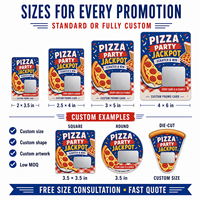 Cartes à gratter personnalisées pour pizzas avec impression de données variables sécurisées, coupons de jackpot pour promotions à emporter et récompenses de fidélité client