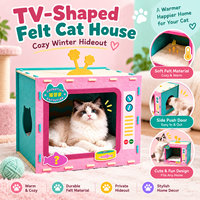 Maison pour chat en feutre en forme de téléviseur créative, lit d'intérieur mignon pour chat, cachette pour animaux de compagnie avec coussin, mobilier pour animaux de compagnie personnalisé OEM en gros