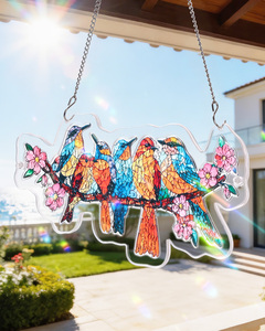 Oferta Especial: Atrapasueños de Cristal con Diseño de Flores de Cerezo y Pájaros, Adorno Colgante de Acrílico Irregular Tipo Rompecabezas para Eid, Cumpleaños, Bodas - Product Image 1