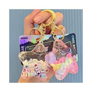 Backpack Car Pendant Creative Cute Acrylic Star Shape <b>Key</b> <b>Chain</b> Keyring Quicksand Liquid Floating Keychain Custom <b>Key</b> <b>Chain</b> - Product Image 1