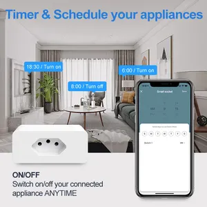 Factory Direct Tuya Smart Life APP Controlled Home Use Intelligent Socket Brazil Standard Smart Plug With WiFi Connectivity