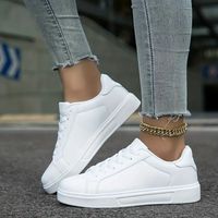 Baskets blanches grande taille unisexe printemps/été décontractées respirantes avec empeigne en PU artificiel et blocs de couleur