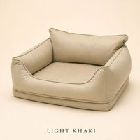 Canapé-lit pour animaux de compagnie en cuir imperméable, coussin amovible, pliable, rectangle, pour chien et chat, pour usage intérieur