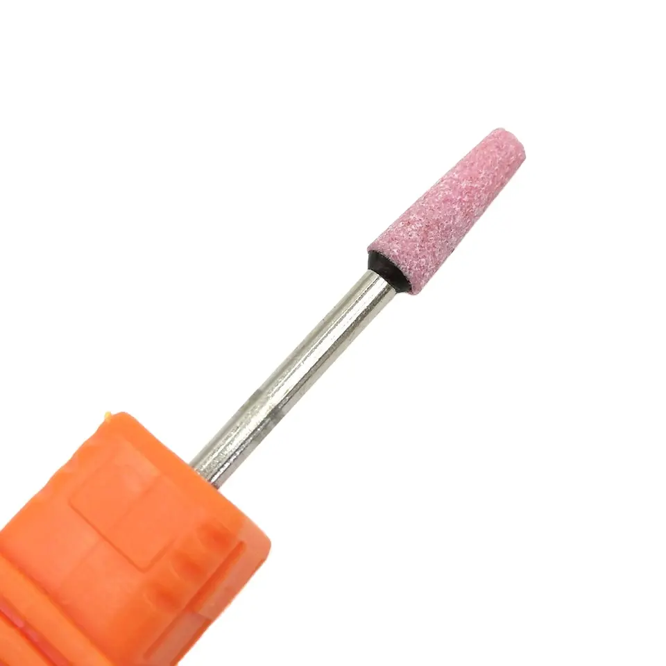 HYTOOS Barrel Pink Corundum Nail Drill Bit 3/32" Rotary Ceramic Stone Burr Manicure Electric Drill Accessory Nail Mills
