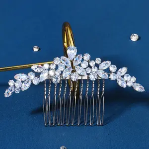 Handgemachte Zirkon Schmuck Braut Haar Kopf bedeckung Haar Kämme Hochzeit Accessoires für Mädchen