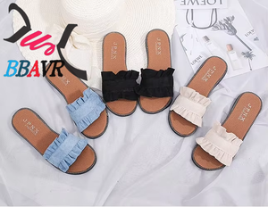 Sandalias de Playa con Volantes para Mujer, Primavera-Verano 2019, Zapatos Planos con Punta de Acero, Tendencia de Moda - Product Image 1