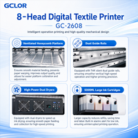 Impresora de sublimación digital GCLOR GC-2608 de 2600 mm con 8 cabezales I3200 de alta velocidad para rollo a rollo, poliéster/mezcla de algodón y poliéster