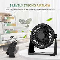 Ventilateur de circulation d'air 3 en 1 USB portable 3 vitesses pour petite pièce Ventilateur de table de bureau rechargeable noir