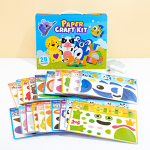 Set of Cartoon Animal Paper Plate and Bag DIY Crafts Hand-Paste Doll for Kindergarten & Children Handmade Paper & Crafts