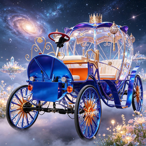 Élégante calèche électrique à roues dorées pour cérémonie de mariage en plein air - Product Image 1