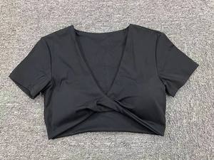 Débardeur court à manches courtes <span class=keywords><strong>de</strong></span> couleur unie femmes en cours d'exécution Fitness Yoga Wear Top T-shirt - Product Image 2