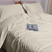 HFW Housse de couette pliée 100% Coton 200TC, motif uni/végétal moderne, douce et respirante, avec taie d'oreiller, taille personnalisée