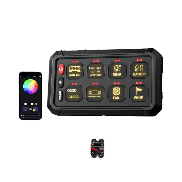 8 Gang for RGB LED Touch Control Panel Box Switch Panel for Car Truck Offroad ATV SUV