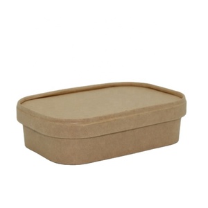 100% Eco-friendly Food Grade Disposable Biodegradable Kraft Paper Bowl Food Bowl <strong>Container</strong> Take Away Lunch Bowl WITH LID - Product Image 4