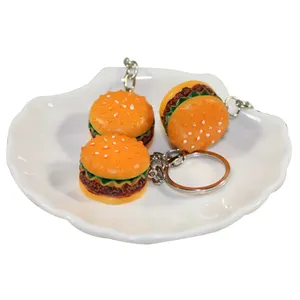 Gepersonaliseerde 3d Hars Simulatie Voedsel Mini Hamburger Diy Handgemaakte Mini Food Hars Sleutelhanger